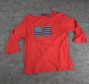 Karen Scott Women's Red Flag Pullover Sweater Red Size Large